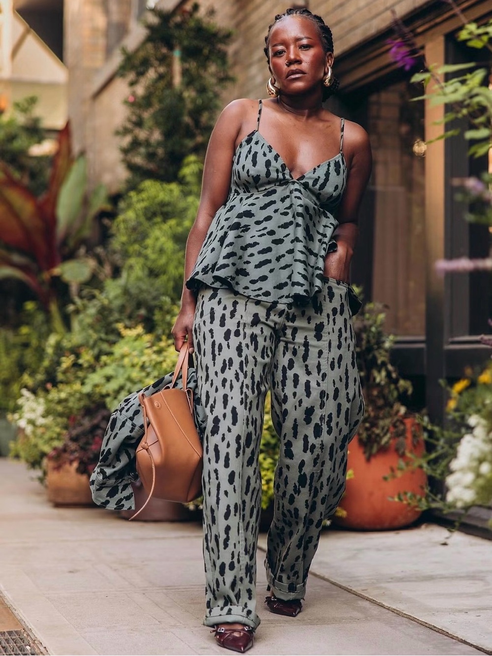 3pc Leopard Printed Jacket, Pant & peplum top